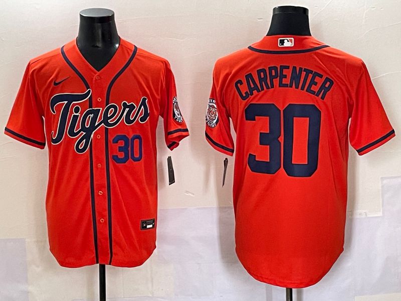 Men 2025 Detroit Tigers #30 Carpenter Orange Game Nike MLB Jersey style 4->detroit tigers->MLB Jersey